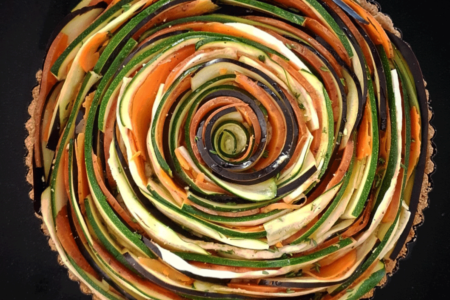 vegetable spiral tart unbaked