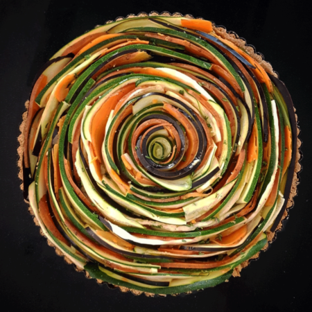 vegetable spiral tart unbaked